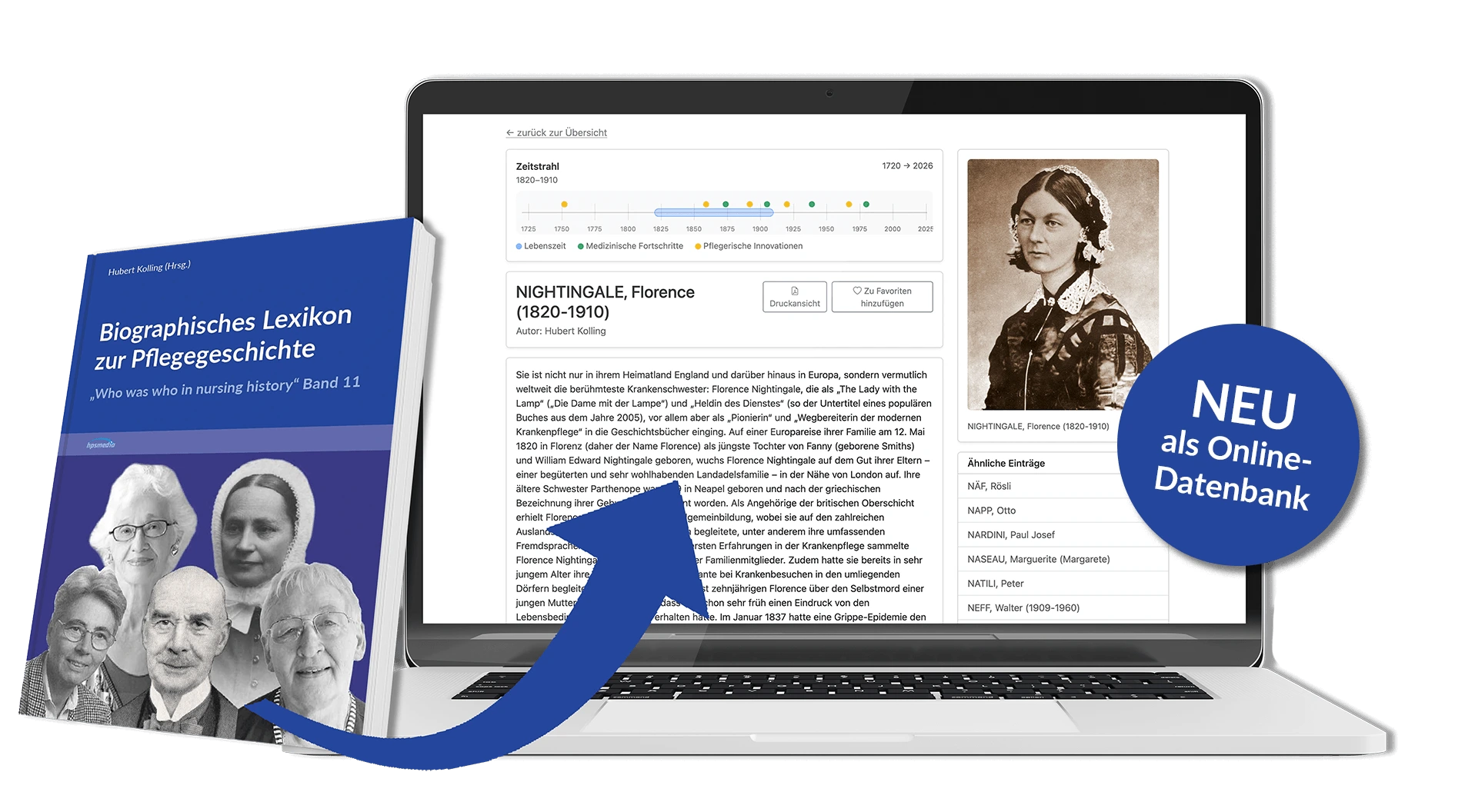 Das Buch Biographisches Lexikon zur Pflegegeschichte ist jetzt als Online-Datenbank verfügbar.