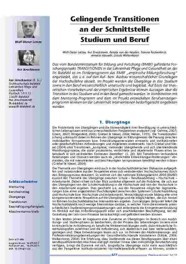 Gelingende Transitionen an der Schnittstelle Studium und Beruf