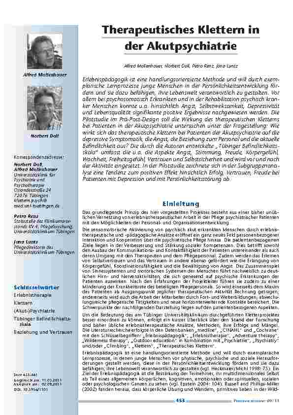 Therapeutisches Klettern in der Akutpsychiatrie