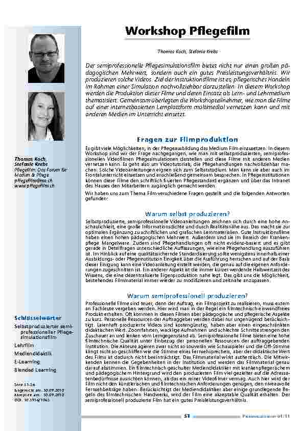 Workshop Pflegefilm