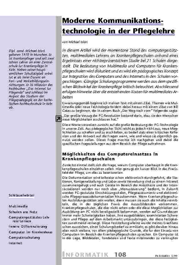 Moderne Kommunikations-technologie in der Pflegelehre