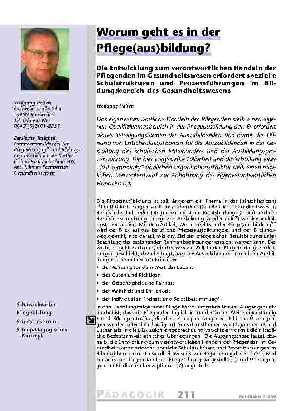 Worum geht es in der Pflege(aus)bildung?