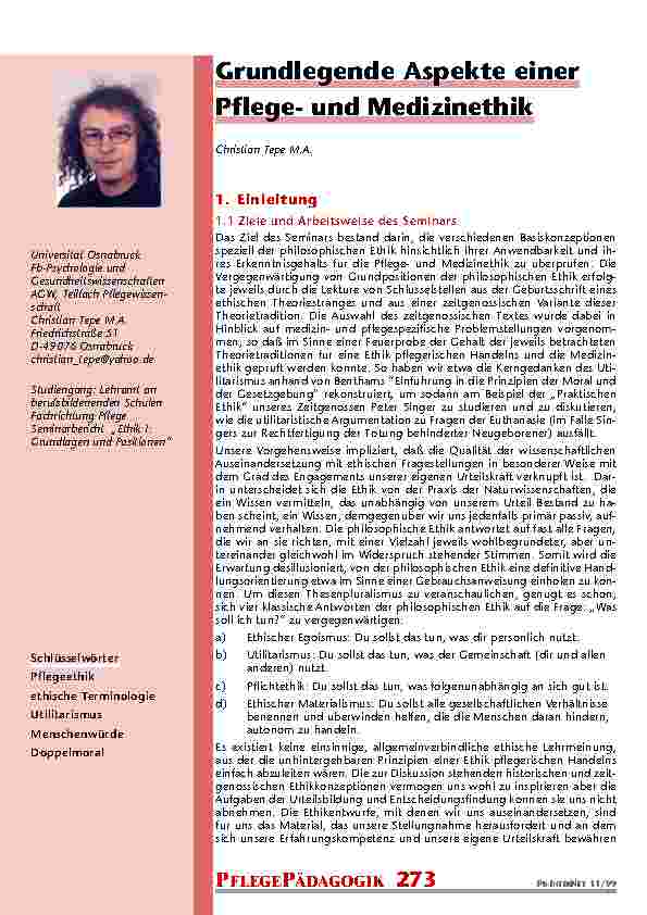 Grundlegende Aspekte einer Pflegeund Medizinethik