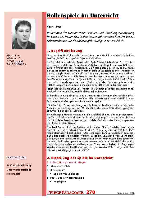 Rollenspiele im Unterricht