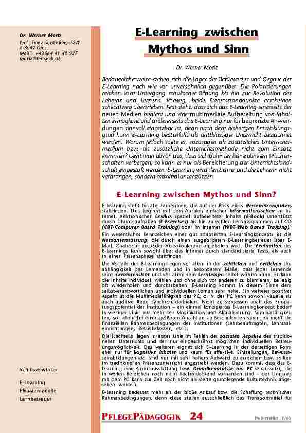 E-Learning zwischen Mythos und Sinn