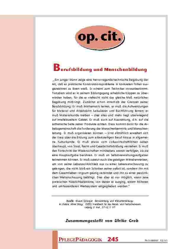 Lernen in und aus beruflichenPflegesituationen