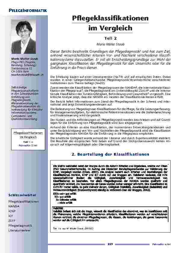Pflegeklassifikationenim Vergleich - Teil 2