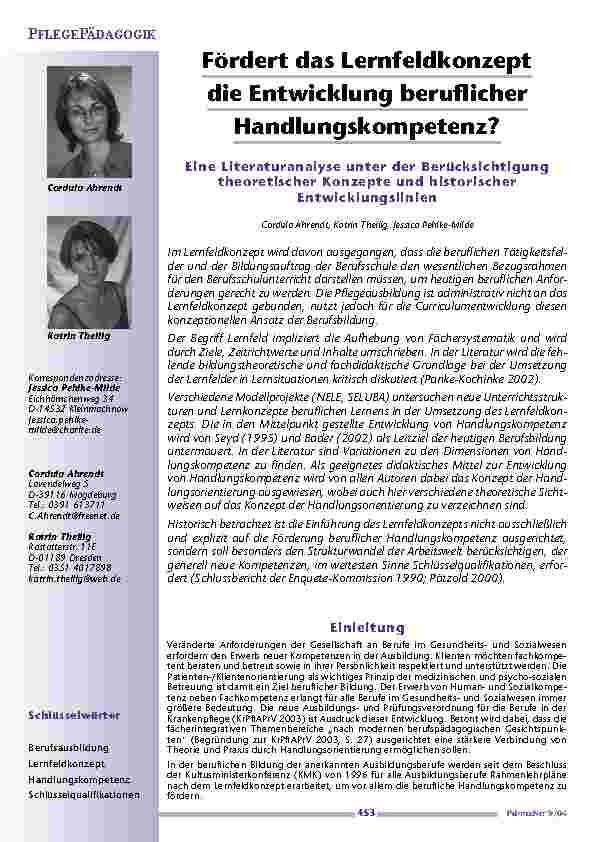 Fördert das Lernfeldkonzeptdie Entwicklung beruflicherHandlungskompetenz?