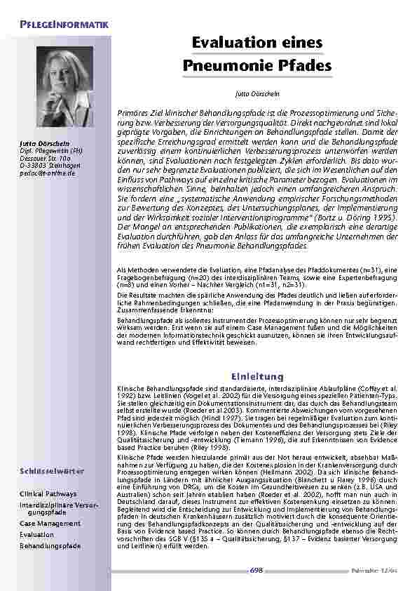 Evaluation einesPneumonie Pfades