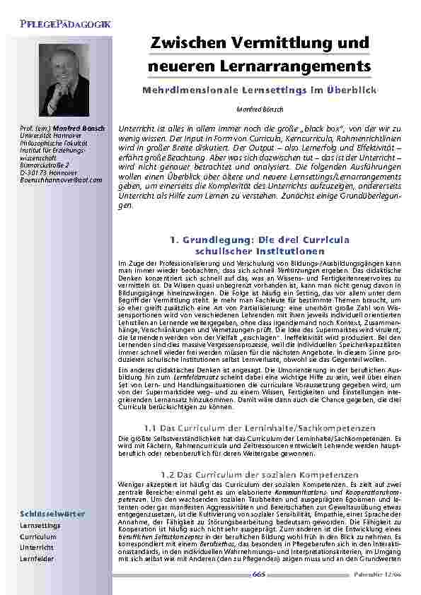 Zwischen Vermittlung undneueren LernarrangementsMehrdimensionale Lernsettings im Überblick