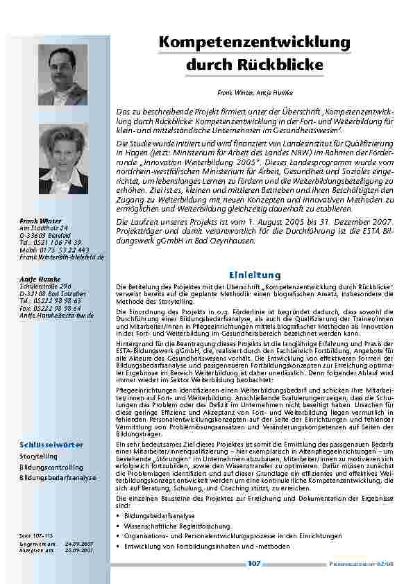 Kompetenzentwicklung durch Rückblicke