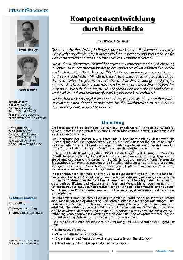 Kompetenzentwicklung durch Rückblicke