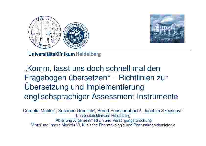 „Komm, lasst uns doch schnell mal den Fragebogen übersetzen“ – Richtlinien zur Übersetzung und Implementierung englischsprachiger Assessment-Instrumente