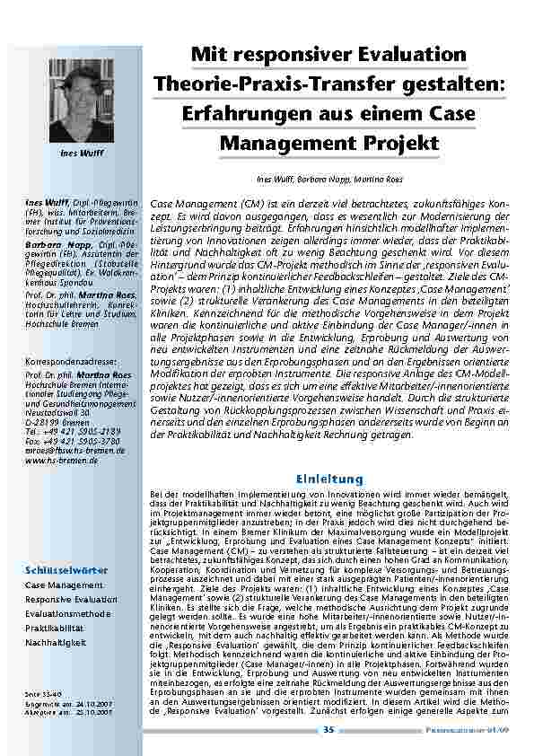 Mit responsiver Evaluation Theorie-Praxis-Transfer gestalten: Erfahrungen aus einem Case Management Projekt