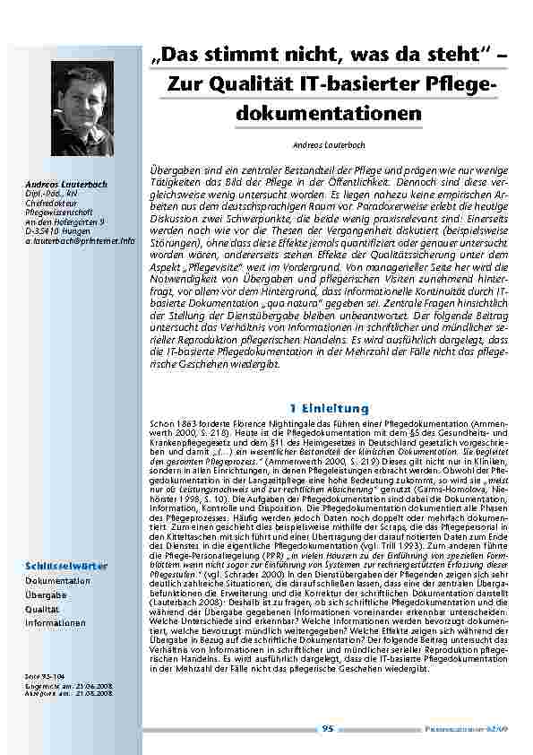 „Das stimmt nicht, was da steht“ – Zur Qualität IT-basierter Pflegedokumentationen