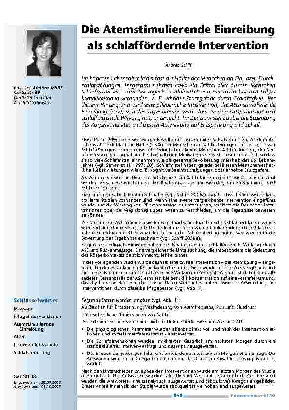 Die Atemstimulierende Einreibung als schlaffördernde Intervention