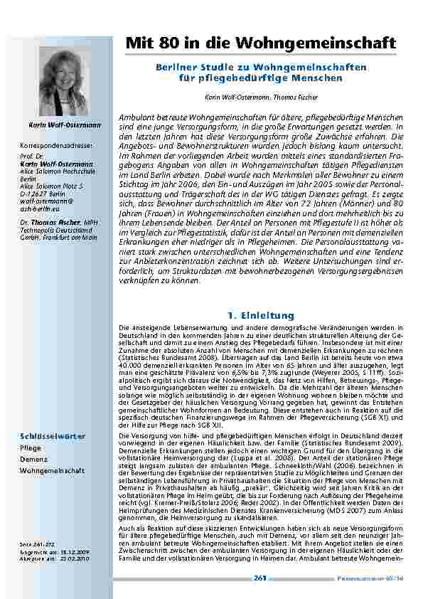 Mit 80 in die Wohngemeinschaft – Berliner Studie zu Wohngemeinschaften für pflegebedürftige Menschen