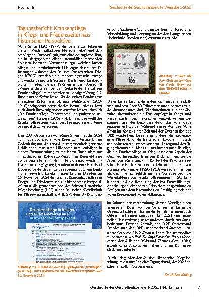 [doc_326253] Tagungsbericht: Krankenpflege in Kriegsund Friedenszeiten aus historischer Perspektive