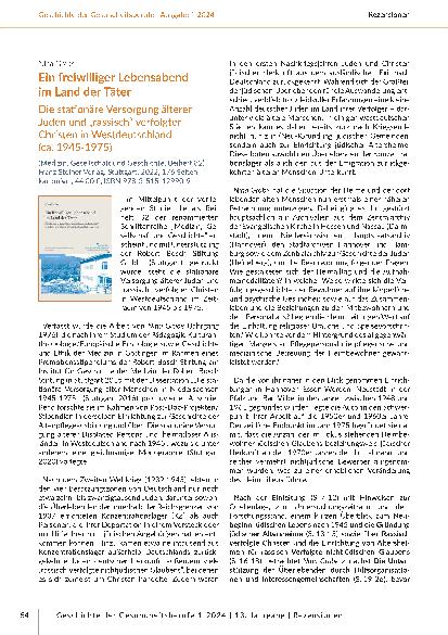 [doc_315909] Rezension: Ein freiwilliger Lebensabend im Land der Täter