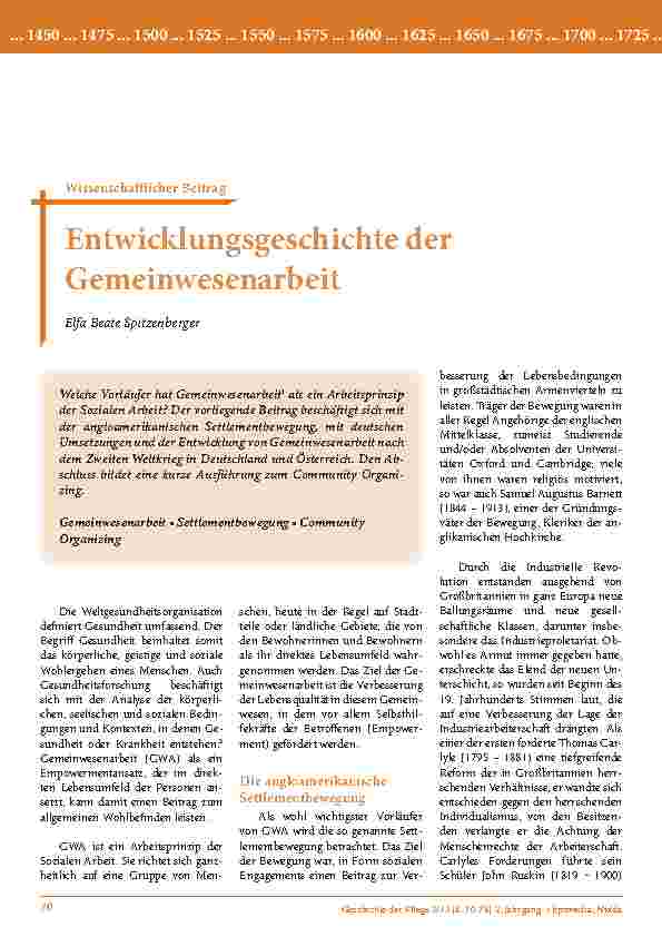 [doc_203055] Entwicklungsgeschichte der Gemeinwesenarbeit