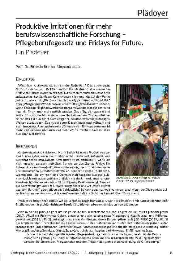Produktive Irritationen für mehr berufswissenschaftliche Forschung – Pflegeberufegesetz und Fridays for Future.