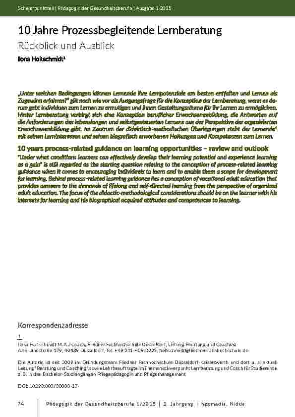 10 Jahre Prozessbegleitende Lernberatung - Rückblick und Ausblick