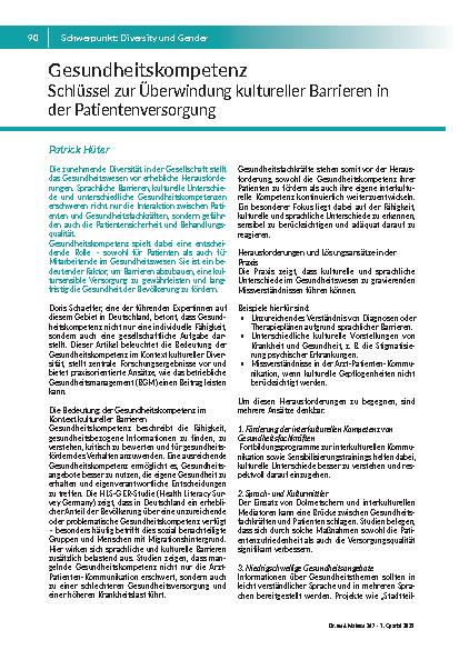 Gesundheitskompetenz. Schlüssel zur Überwindung kultureller Barrieren in der Patientenversorgung