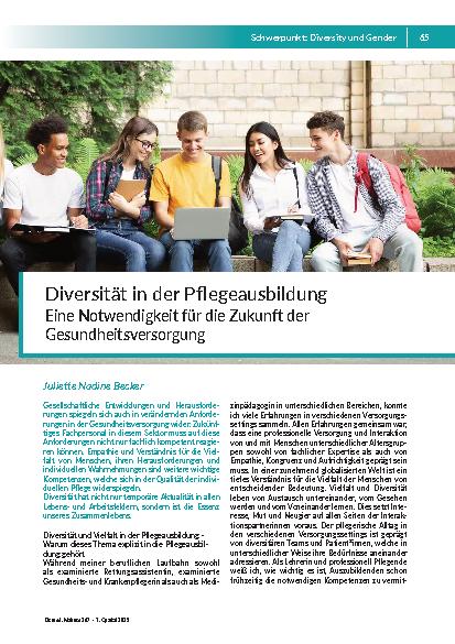 Diversität in der Pflegeausbildung. Eine Notwendigkeit für die Zukunft der Gesundheitsversorgung