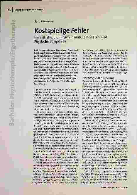 Kostspielige Fehler bei Heilmittelverordnungen in ambulanten Ergound Physiotherapiepraxen