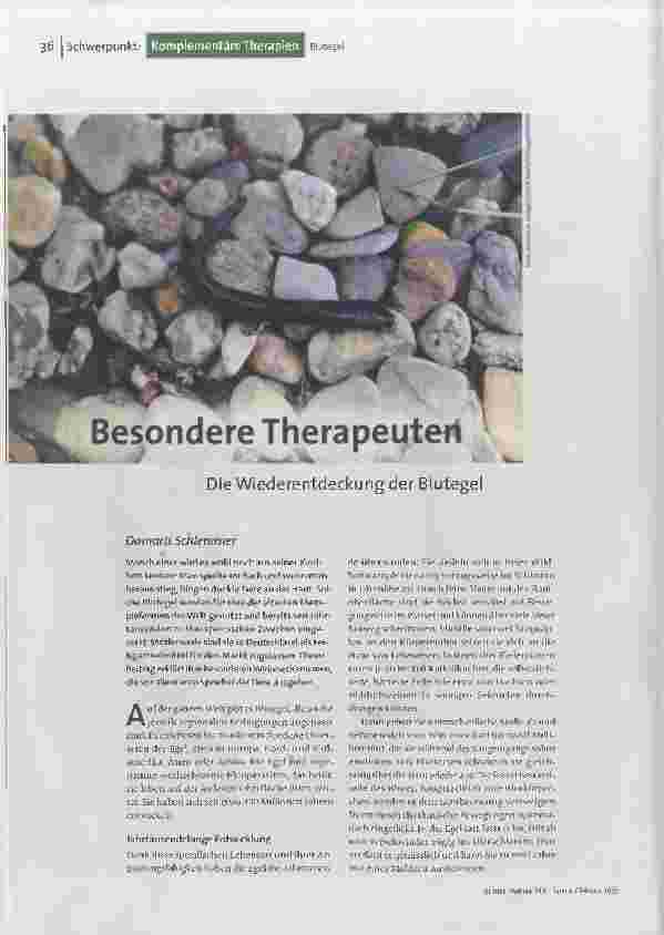 Besondere Therapeuten. Die Wiederentdeckung der Blutegel