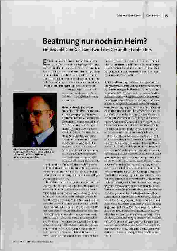 Beatmung nur noch im Heim?