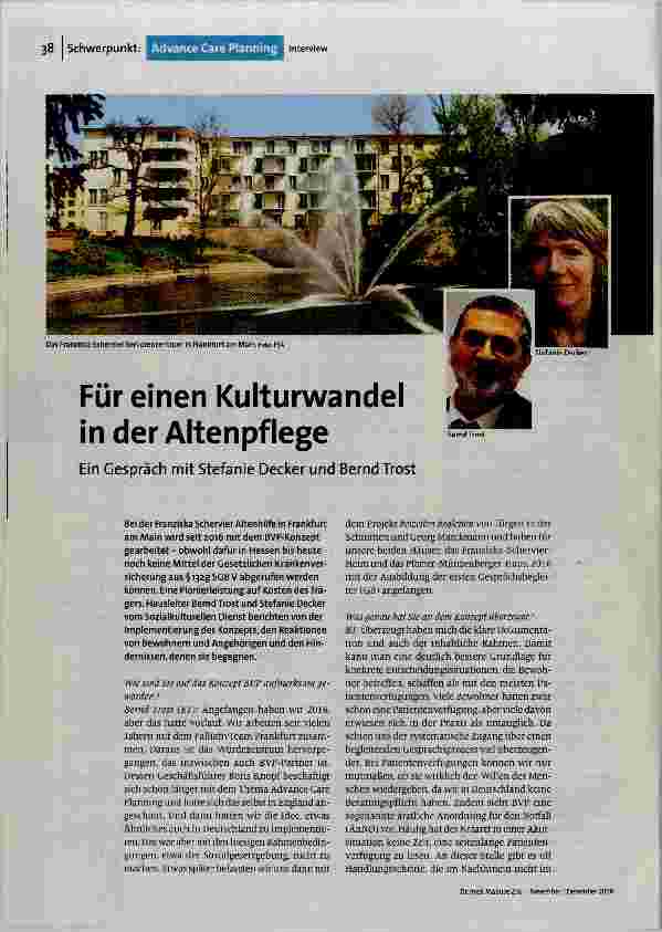 Für einen Kulturwandel in der Altenpflege