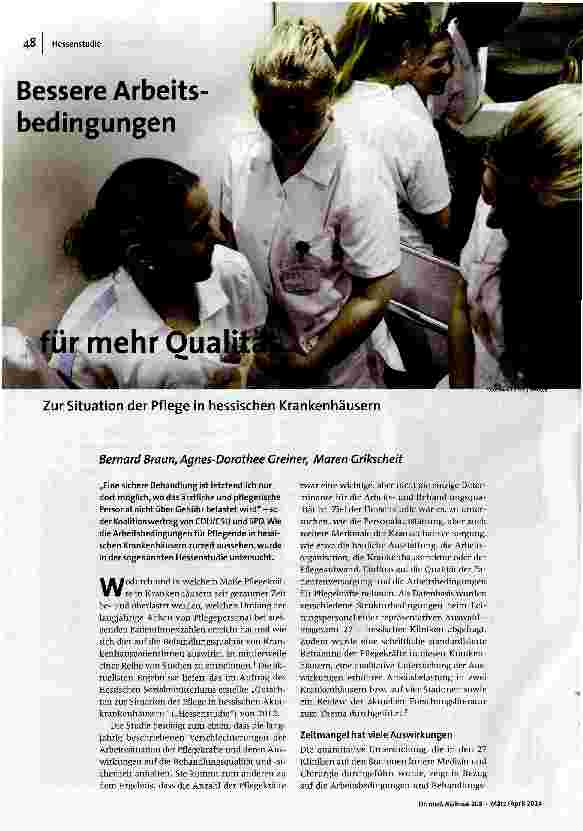 Bessere Arbeitsbedigungen für mehr Qualität