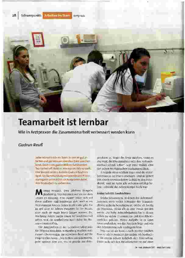 Teamarbeit ist lernbar