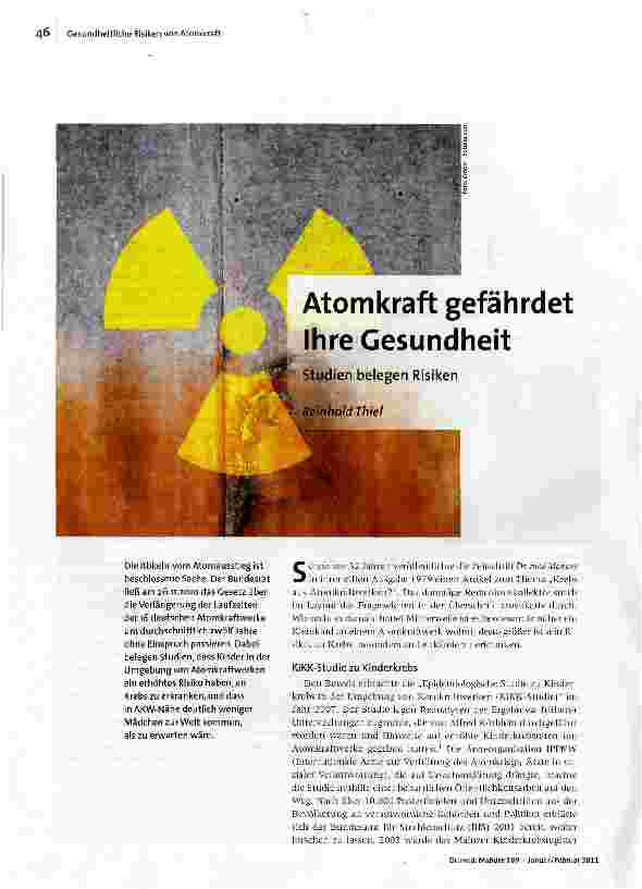 Atomkraft gefährdet Ihre GesundheitStudien belegen Risiken