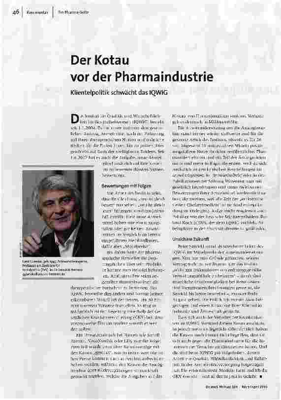Der Kotau vor der Pharmaindustrie