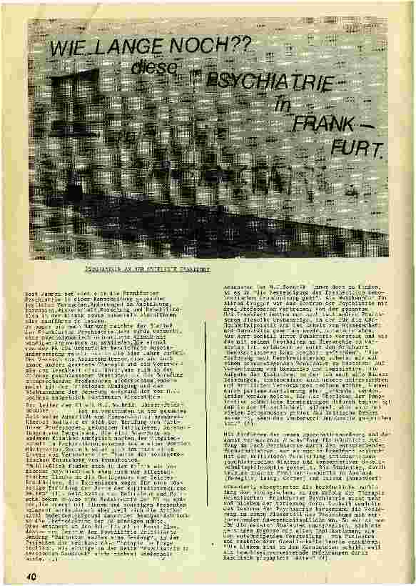 WIE LANGE NOCH?? diese Psychatrie in Frankfurt