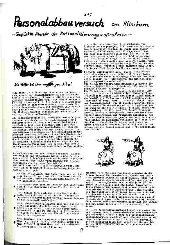 Personalabbauversuch am KlinikumGeglückte Abwehr der Rationalisierungsmaßnahmen