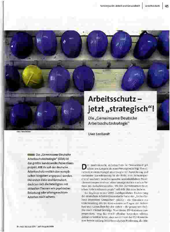 Arbeitsschutz-jetzt „strategisch!Die „Gemeinsame Deutsche Arbeitsschutzstrategie
