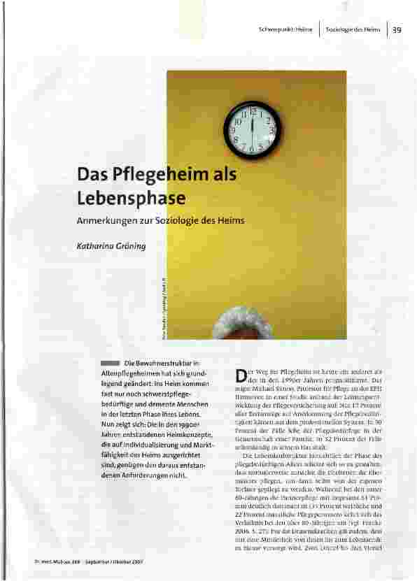 Das Pflegeheim als Lebensphase