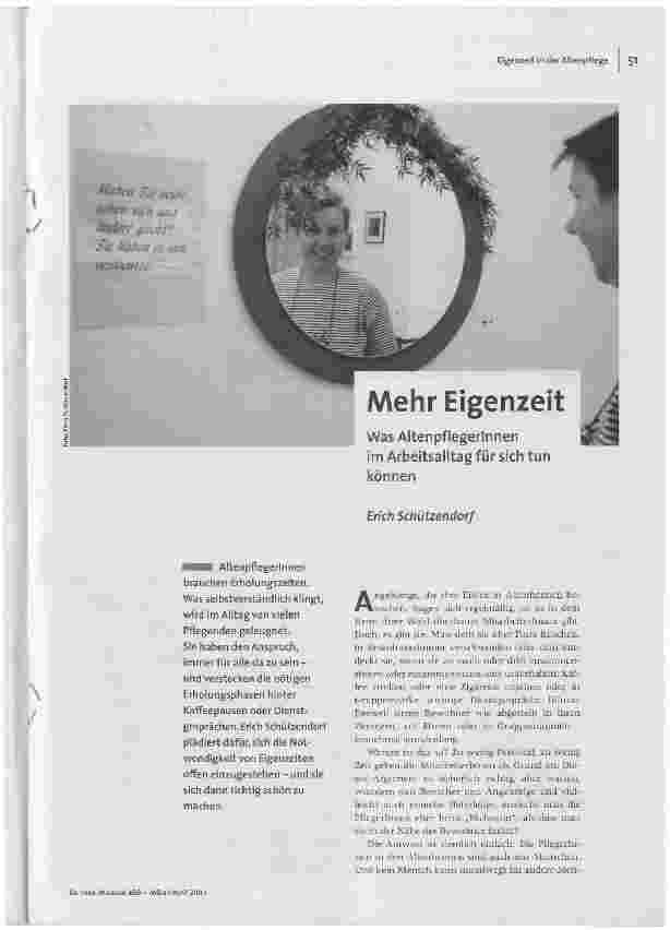 Mehr EigenzeitWas Altenpflegerinnen im Arbeitsalltag für sich tun können