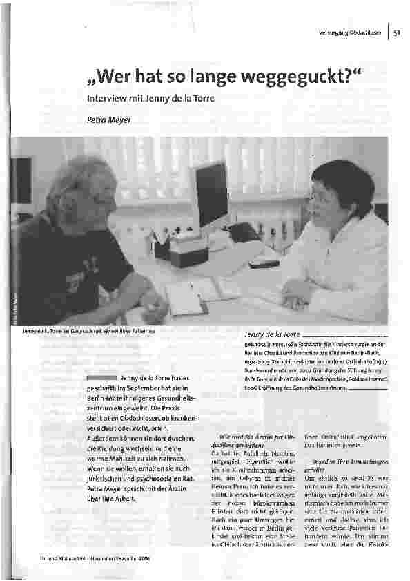 Wer hat so lange weggeguckt? Interview mit Jenny de la Torr