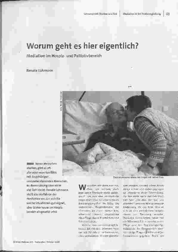 Worum geht es hier eigentlich? - Mediation im Hospizund Palliativbereich