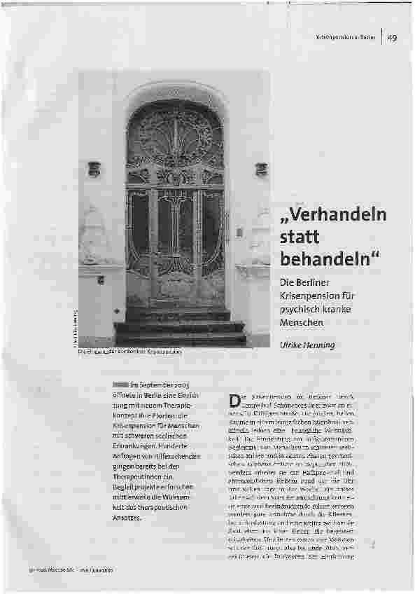 Verhandeln statt behandelnDie Berliner Krisenpension für psychisch kranke Menschen