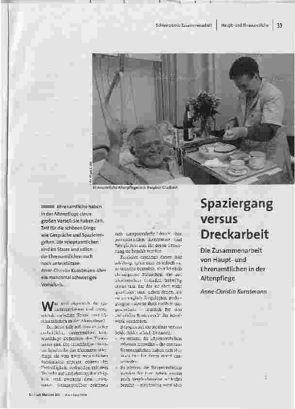 Spaziergang versus DreckarbeitDie Zusammenarbeit von Haupt-und Ehrenamtlichen in der Altenpflege