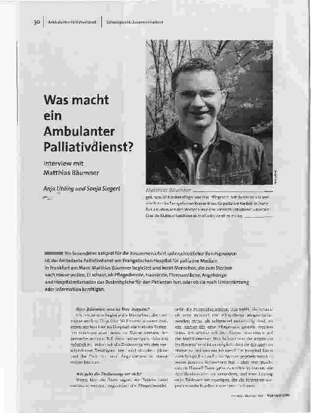 Was macht einAmbulanter Palliativdienst?Interview mit Matthias Bäumner
