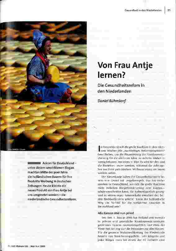Von Frau Antje lernen?Die Gesundheitsfefom in den Niederlanden