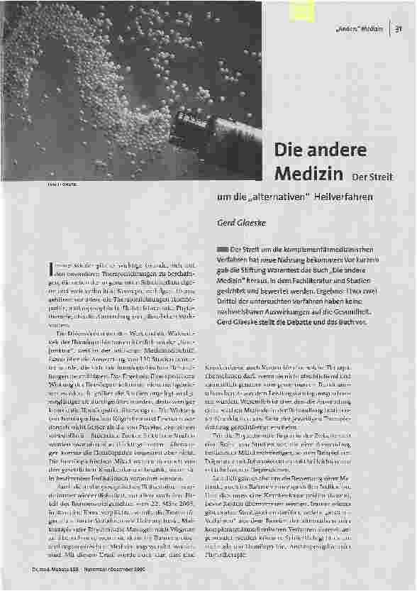 Die andere MedizinDer Streit um die alternativen Heilverfahren