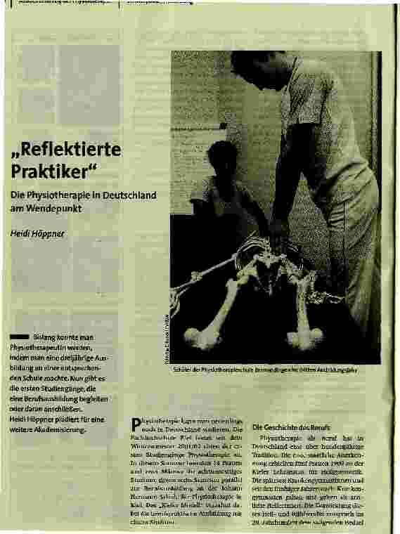 Reflektierte Praktiker. Die Physiotherapie in Deutschland am Wendepunkt