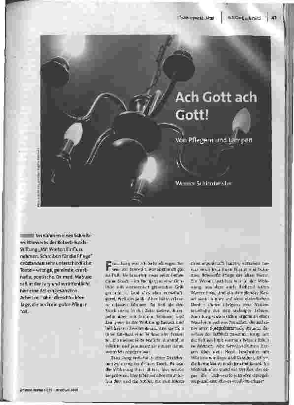 Ach Gott ach Gott!Von Pflegern und Lampen